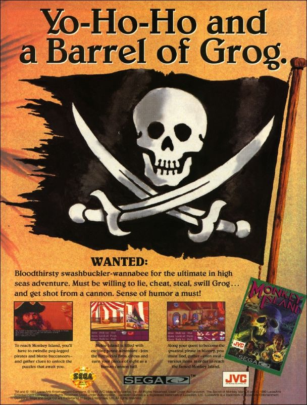 The Secret of Monkey Island Magazine Advertisement (Magazine Advertisements): Electronic Games - The Magazine of Interactive Experiences (Volume 2, Issue 4) / January 1994 Page 61