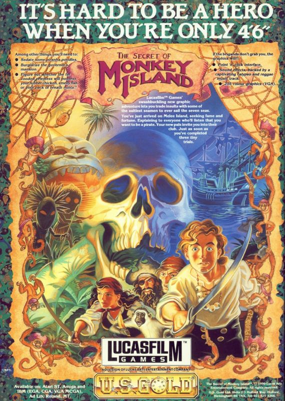 The Secret of Monkey Island Magazine Advertisement (Magazine Advertisements): CU Amiga Magazine (UK) Issue #13 (March 1991). Courtesy of the Internet Archive. Back cover