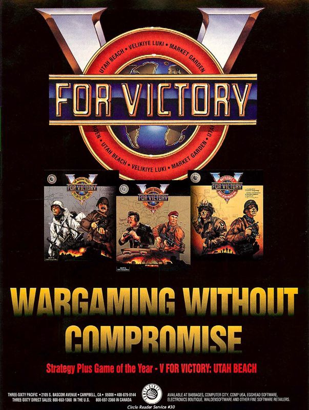 V for Victory: Market Garden Magazine Advertisement (Magazine Advertisements): Computer Gaming World (US), Number 104 (March 1993)