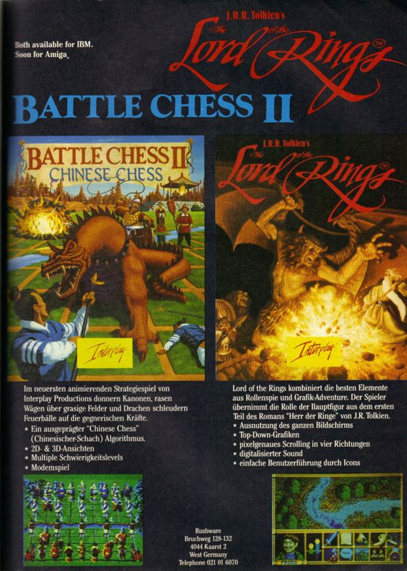 Battle Chess II: Chinese Chess Magazine Advertisement (Magazine Advertisements): ASM (Germany), Issue 11/1990