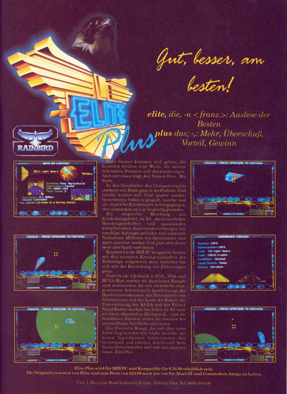 Elite Plus Magazine Advertisement (Magazine Advertisements): ASM (Germany), Issue 03/1991