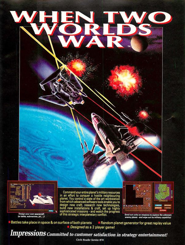 When Two Worlds War Magazine Advertisement (Magazine Advertisements): Computer Gaming World (US), Number 105 (April 1993)