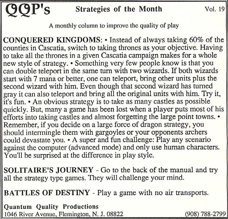 Conquered Kingdoms Magazine Advertisement (Magazine Advertisements): Computer Gaming World (US), Number 105 (April 1993)