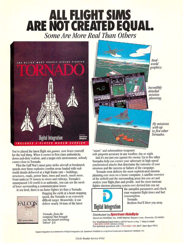 Tornado Magazine Advertisement (Magazine Advertisements): Computer Gaming World (US), Number 106 (May 1993)