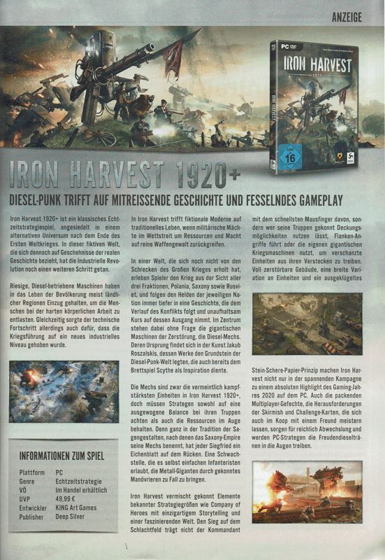 Iron Harvest Magazine Advertisement (Magazine Advertisements): c't (Germany), Issue 19/2020