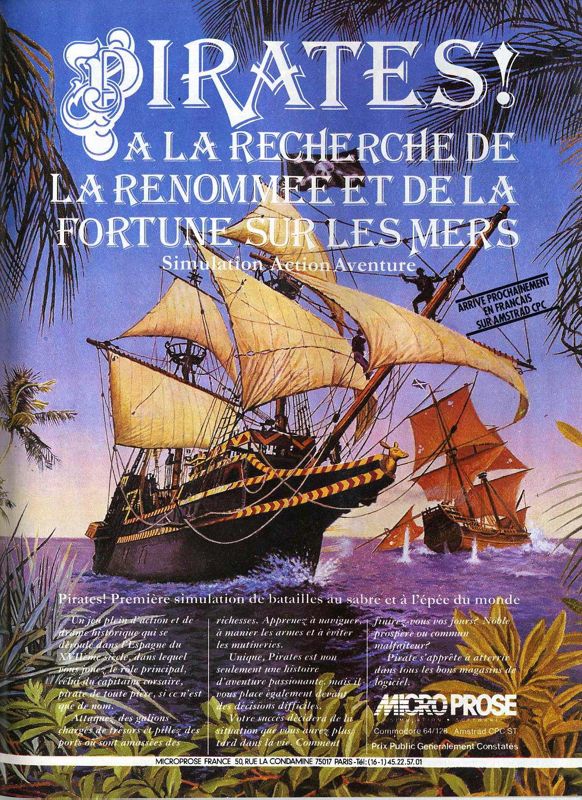 Sid Meier's Pirates! Magazine Advertisement (Magazine Advertisements): TILT (issue 49, December 1987, p 139)