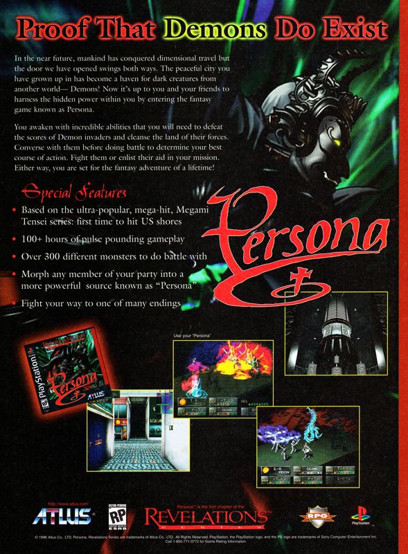 Persona Magazine Advertisement (Magazine Advertisements): Ultra Game Players (United States), Issue 93 (January 1997) p. 103