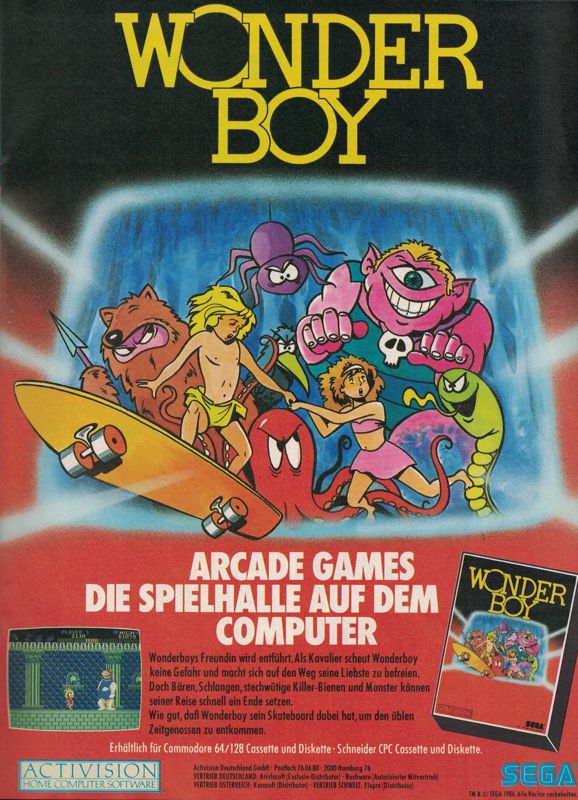 Wonder Boy Magazine Advertisement (Magazine Advertisements): ASM (Germany), Issue 7/87.