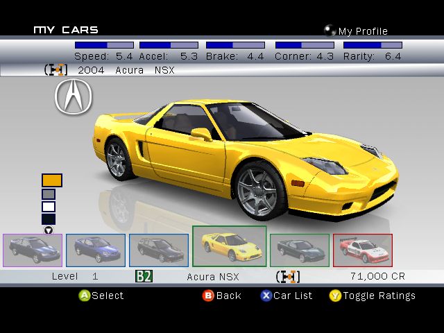 Forza Motorsport Screenshot (Forza Assets Disc): Example of Car Customization Process (Acura NSX) Step 1 - Stock Car