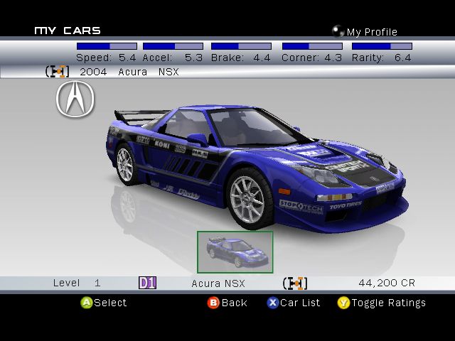 Forza Motorsport Screenshot (Forza Assets Disc): Example of Car Customization Process (Acura NSX) Step 3 - Custom Paint: Livery