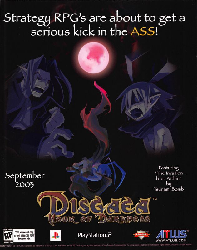 Disgaea: Hour of Darkness Magazine Advertisement (Magazine Advertisements): Play (USA), Issue #19 (July 2003)