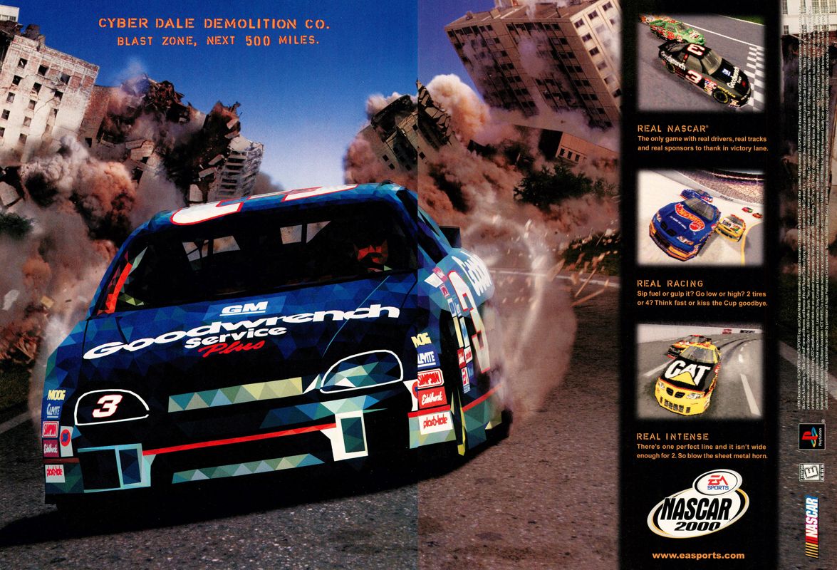 NASCAR 2000 Magazine Advertisement (Magazine Advertisements): Official U.S. PlayStation Magazine (United States), Volume 3, Issue 1 (October 1999) pp. 98-99