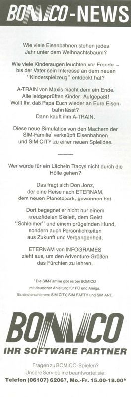 A-Train Magazine Advertisement (Magazine Advertisements): ASM (Germany), Issue 07/1992