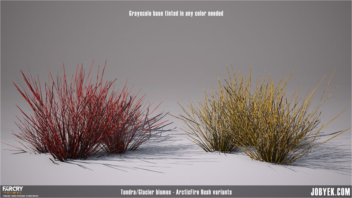 Far Cry: Primal Render (Jobye-Kyle Karmaker's Portfolio Website): Tundra/Glacier Biomes - ArcticFire Bush Variants