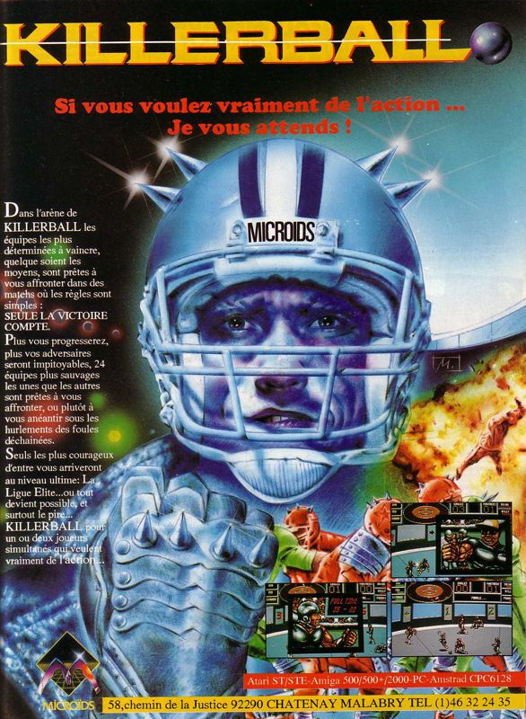 Killerball Magazine Advertisement (Magazine Advertisements): Tilt Magazine (France), January 1992.