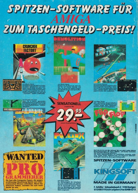 Cruncher Factory Magazine Advertisement (Magazine Advertisements): ASM (Germany), Issue 7/1987