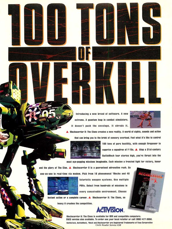 MechWarrior 2: 31st Century Combat Magazine Advertisement (Magazine Advertisements): Computer Gaming World (US), Number 112 (November 1993)