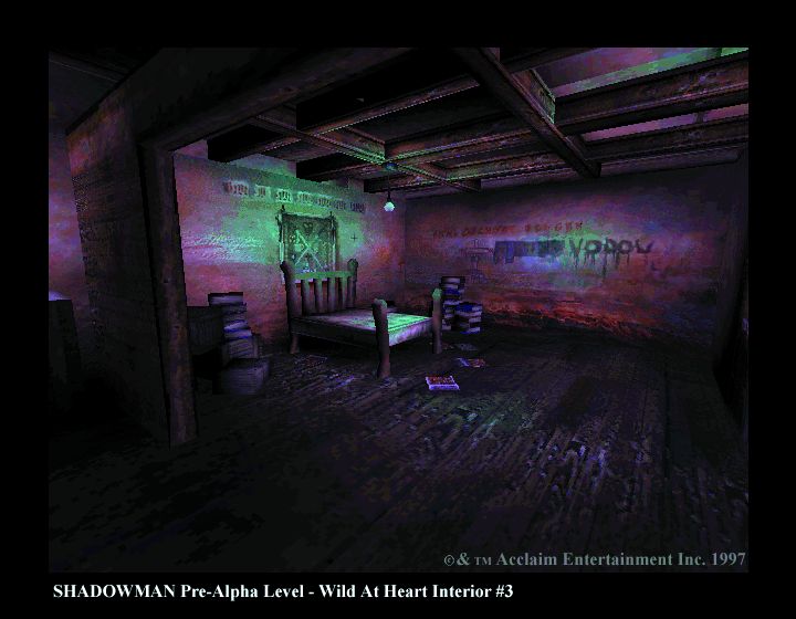 Shadow Man Screenshot (Acclaim Assets Discs): Pre-Alpha Level - Wild At Heart Interior #3