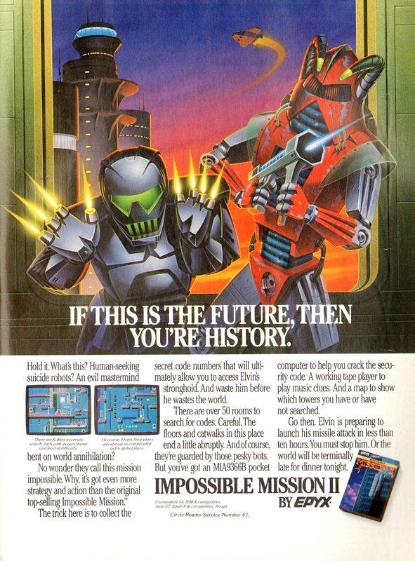 Impossible Mission II Magazine Advertisement (Magazine Advertisements): Computer Play (United States) Issue 6 (January 1989)