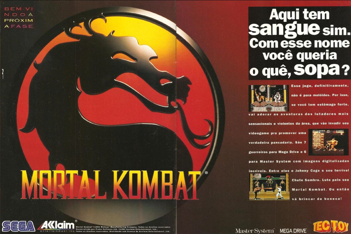 Mortal Kombat Magazine Advertisement (Magazine Advertisements): SuperGamePower (Brazil) Issue 2 (May 1994) pp. 20-21