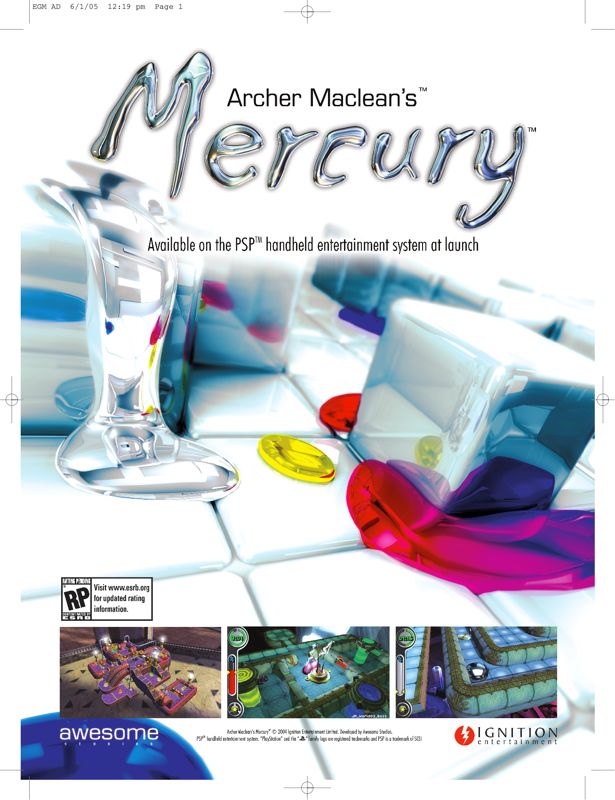 Archer Maclean's Mercury Magazine Advertisement (Archer Maclean's Mercury Press Disk): EGM ad