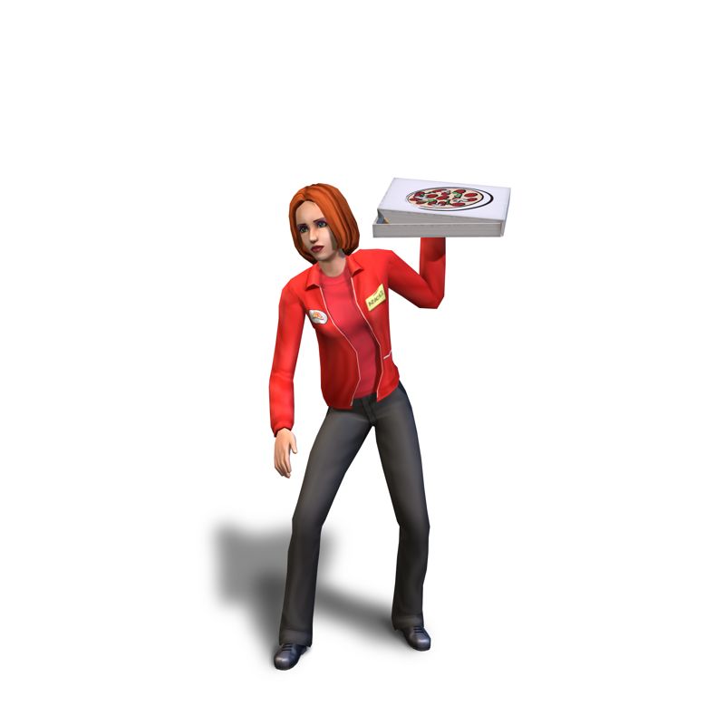 The Sims 2 Render (The Sims 2 Press Kit): Female pizza delivery