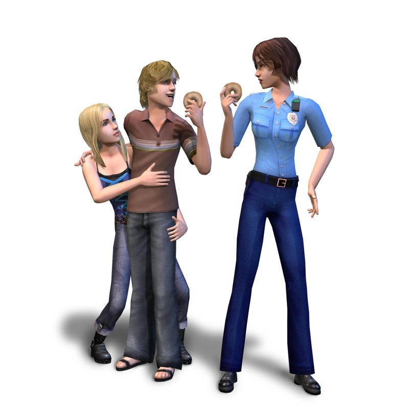The Sims 2 Render (The Sims 2 Press Kit): Kids & Trafficlady Cop