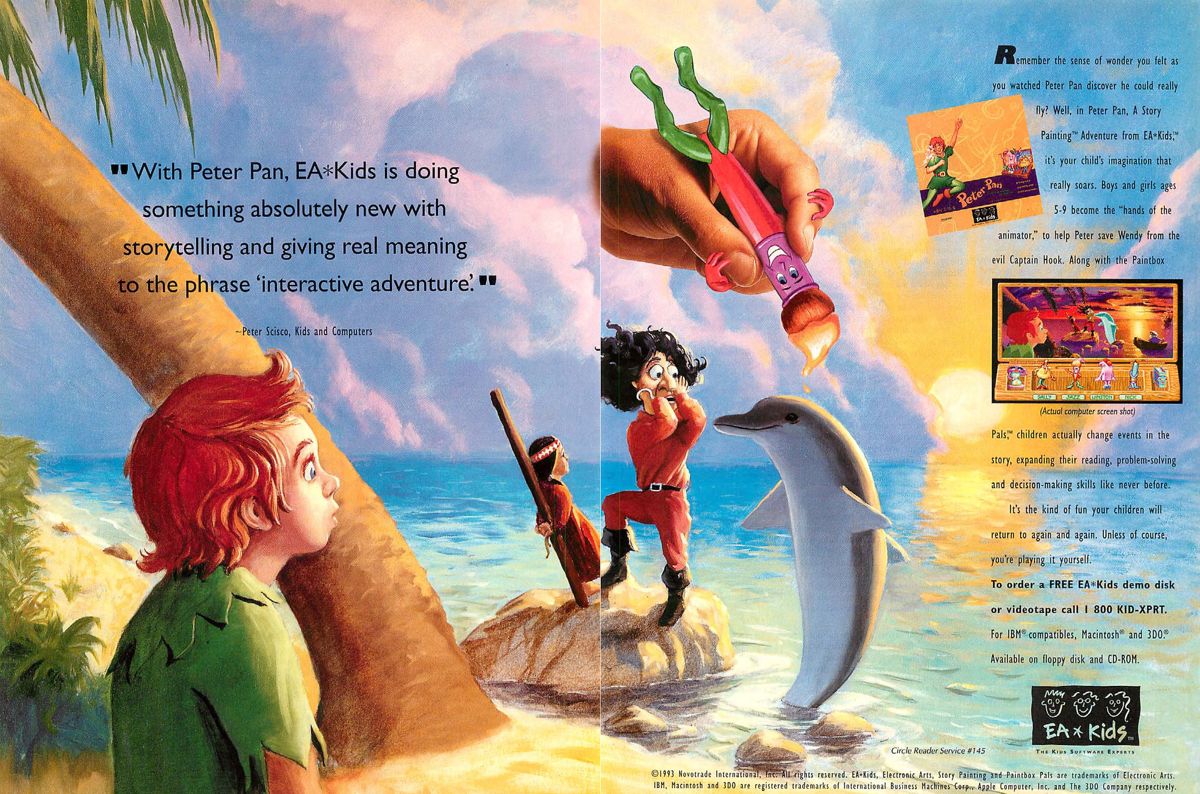 Peter Pan: A Story Painting Adventure Magazine Advertisement (Magazine Advertisements): Computer Gaming World (US), Number 113 (December 1993)