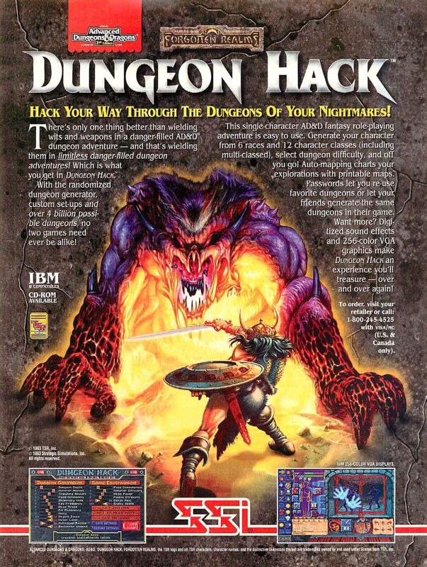 Dungeon Hack Magazine Advertisement (Magazine Advertisements): Computer Gaming World (US), Number 113 (December 1993)