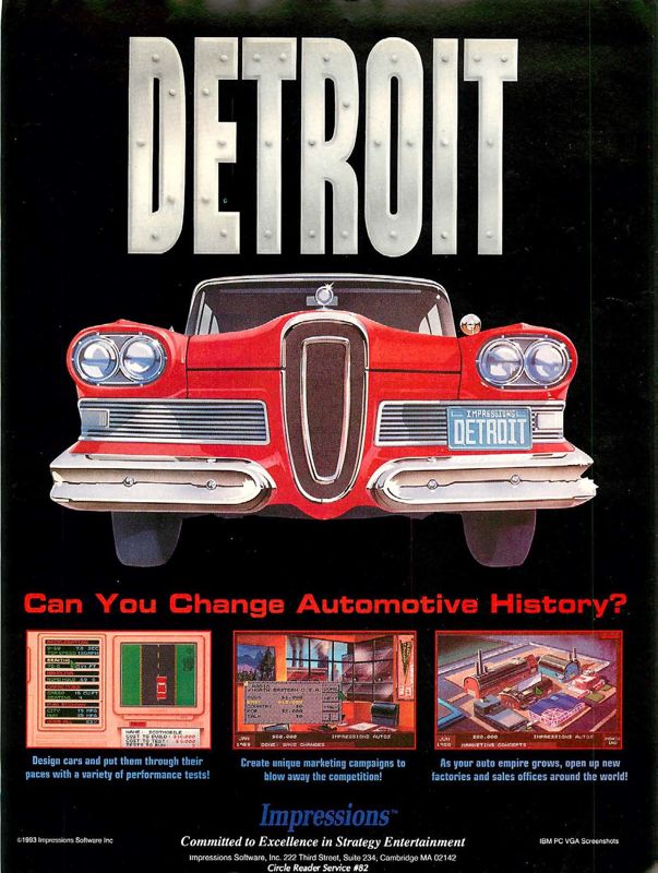 Detroit Magazine Advertisement (Magazine Advertisements): Computer Gaming World (US), Number 113 (December 1993)