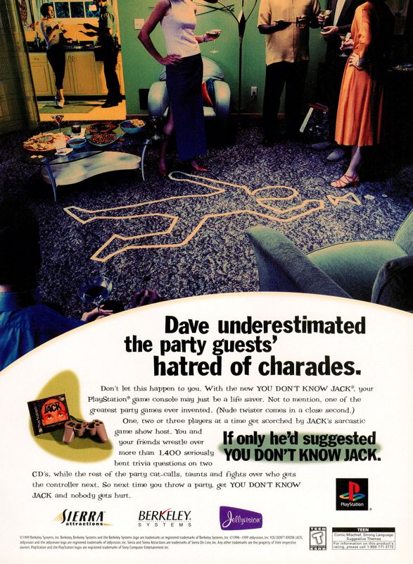 You Don't Know Jack Magazine Advertisement (Magazine Advertisements): Official U.S. PlayStation Magazine (United States), Volume 3, Issue 1 (October 1999) p. 39