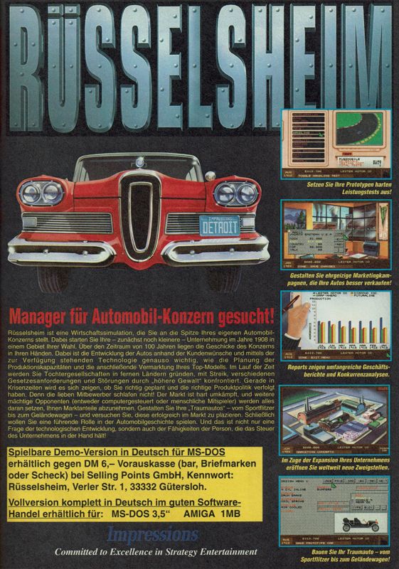 Detroit Magazine Advertisement (Magazine Advertisements): PC Joker (Germany), Issue 06/1994