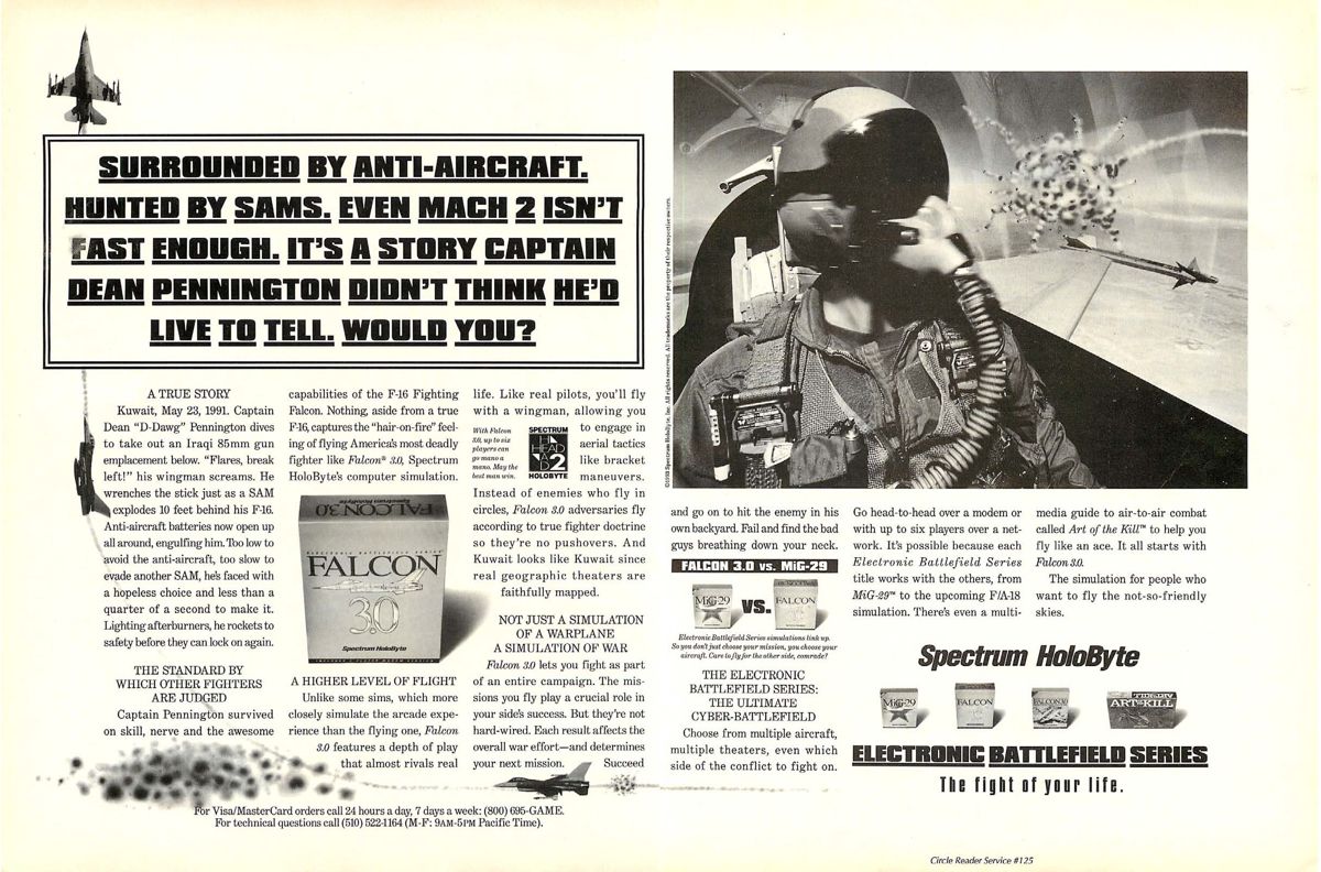 Falcon 3.0 Magazine Advertisement (Magazine Advertisements): Computer Gaming World (US), Number 113 (December 1993)