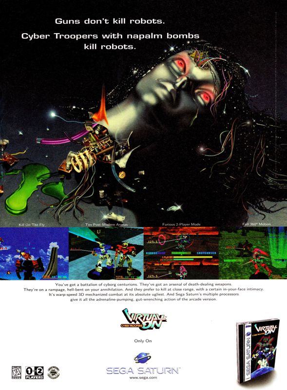 Cyber Troopers Virtual On Magazine Advertisement (Magazine Advertisements): Ultra Game Players (United States), Issue 93 (January 1997) p. 9