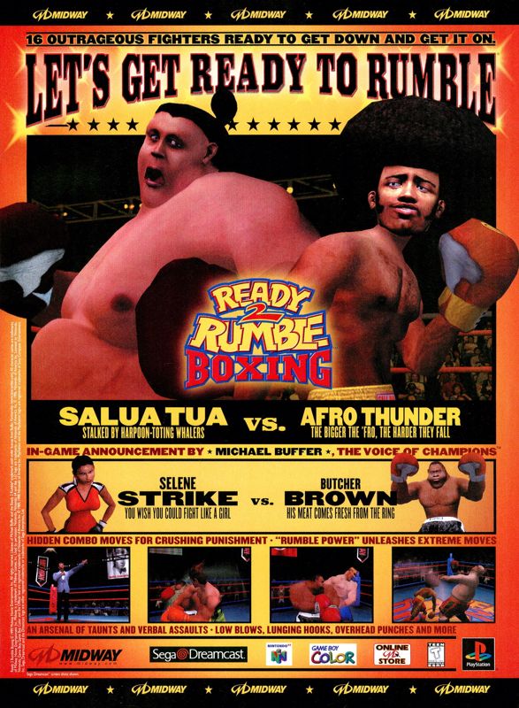 Ready 2 Rumble Boxing Magazine Advertisement (Magazine Advertisements): Official U.S. PlayStation Magazine (United States), Volume 3, Issue 1 (October 1999) p. 65