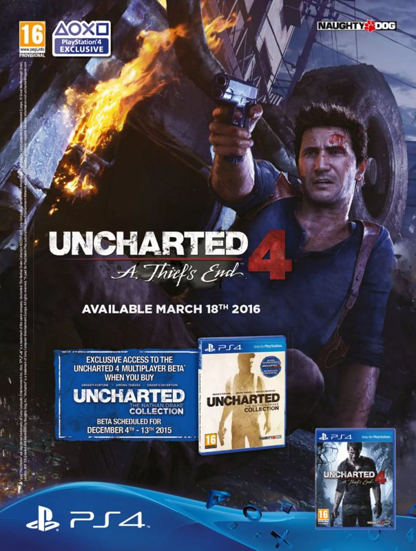 Uncharted 4: A Thief's End Magazine Advertisement (Magazine Advertisements): Edge (United Kingdom), Issue 287 (Christmas 2015)