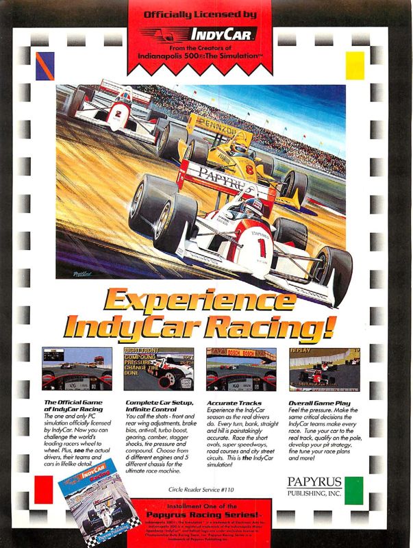 IndyCar Racing Magazine Advertisement (Magazine Advertisements): Computer Gaming World (US), Number 114 (January 1994)