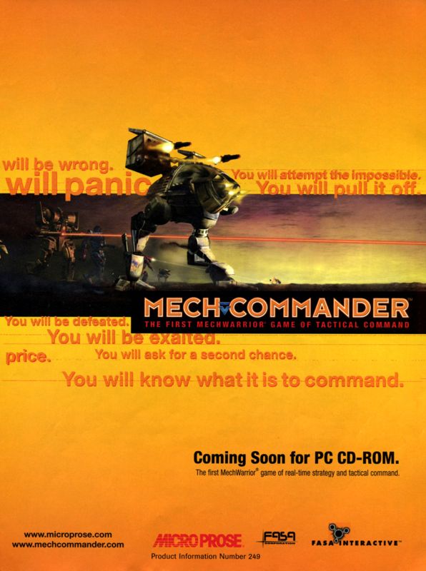 Mech Commander Magazine Advertisement (Magazine Advertisements): Magazine advert 2b PC Gamer magazine