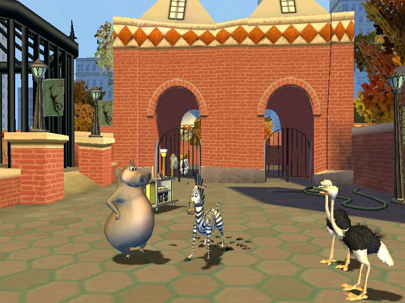 Madagascar Screenshot (Madagascar Press Kit): Marty and Gloria talk with the ostriches (PC)