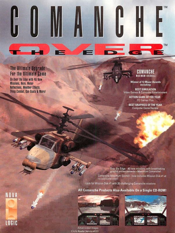 Comanche: Over the Edge Magazine Advertisement (Magazine Advertisements): Computer Gaming World (US), Number 114 (January 1994)