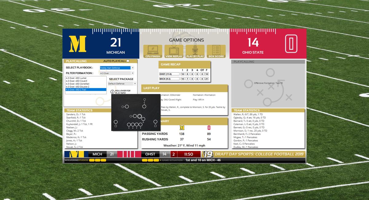 Draft Day Sports: College Football 2019 Screenshot (Steam)