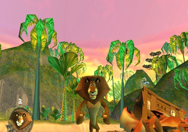 Madagascar Screenshot (Madagascar Press Kit): Alex lands on the beaches of Madagascar (GameCube)