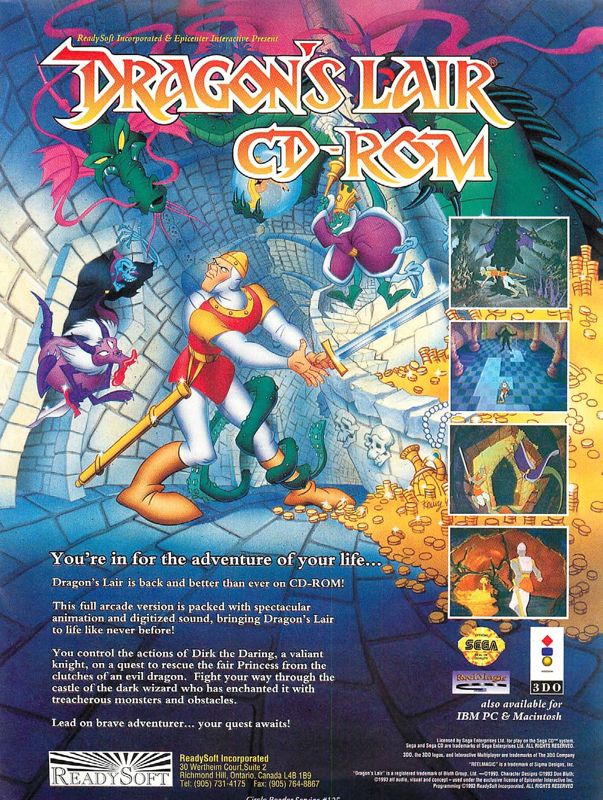 Dragon's Lair Magazine Advertisement (Magazine Advertisements): Computer Gaming World (United States), Number 114 (January 1994)