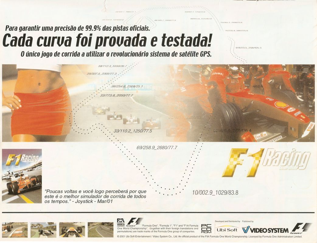 F1 Racing Championship Magazine Advertisement (Magazine Advertisements): SuperGamePower (Brazil), Issue 85 (April 2001) Inner front cover