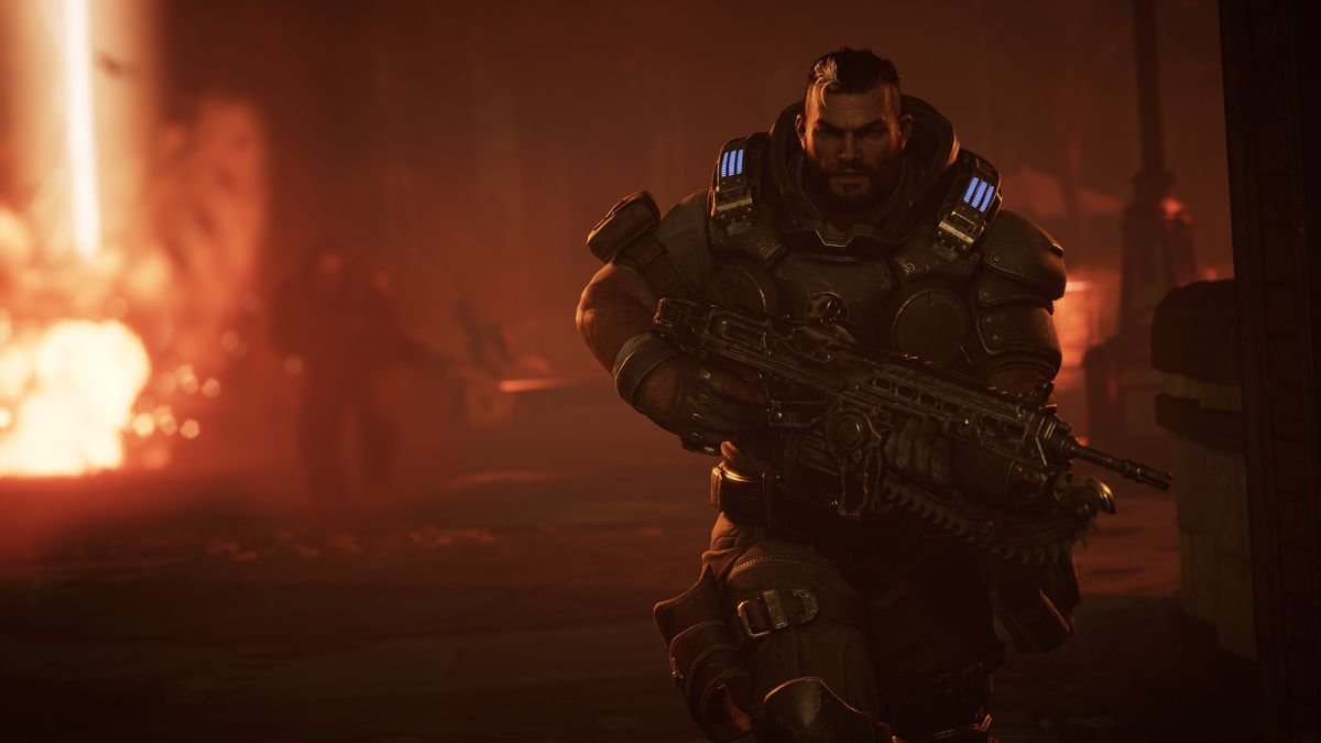 Gears Tactics Screenshot (Steam): Gears Tactics - Gabe and Hammer of Dawn blast, from the March 2020 game preview