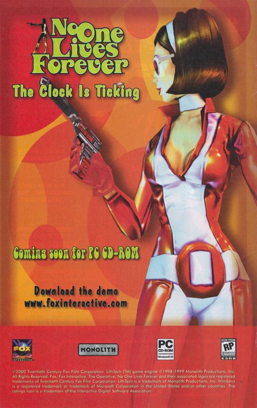 The Operative: No One Lives Forever Magazine Advertisement (Magazine Advertisements): From Sanity: Aiken's Artifact tie-in comic (Dark Horse Comics, United States), Issue #00, Back Cover (August, 2000)