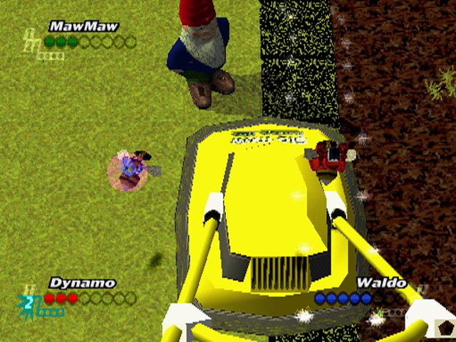 FoxKids.com Micro Maniacs Racing Screenshot (Codemasters DPK): Over gnome on bee 2