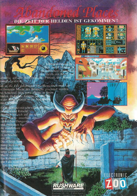 Abandoned Places: A Time for Heroes Magazine Advertisement (Magazine Advertisements): Amiga Joker (Germany), Issue 3/1992
