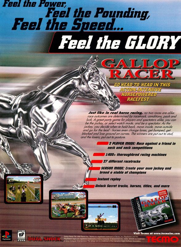 Gallop Racer Magazine Advertisement (Magazine Advertisements): Official U.S. PlayStation Magazine (United States), Volume 3, Issue 1 (October 1999) p. 56