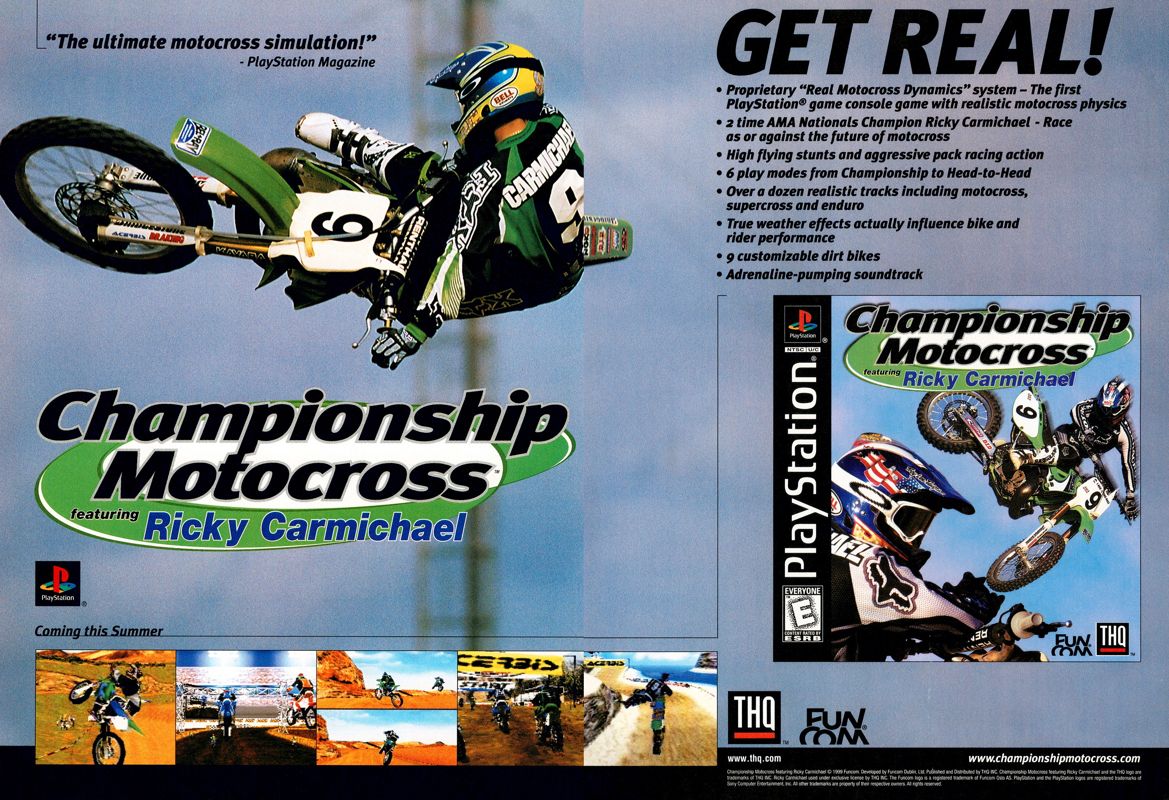 Championship Motocross Featuring Ricky Carmichael Magazine Advertisement (Magazine Advertisements): Official U.S. PlayStation Magazine (United States), Volume 3, Issue 1 (October 1999) pp. 66-67